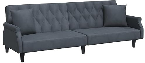 vidaXL Divano Letto con Braccioli Grigio Scuro in Velluto