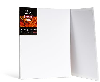Elan Malkarton 30x40 8er Set, 3mm Leinwand zum Bemalen 280g/m² | 3mm Dickes Malpappe Bespannt mit 280g/m² Baumwolle, Säurefrei, Dreifach Grundiert, Leicht und Perfect für Anfänger