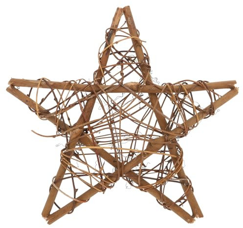 Artibetter Rattan Ring Natural Brown Vine Star Wreath for Front Door - Grapevine Twigs Decorative Hoop Ring DIY Wreath Frame - Wicker Vine With Dried Flowers