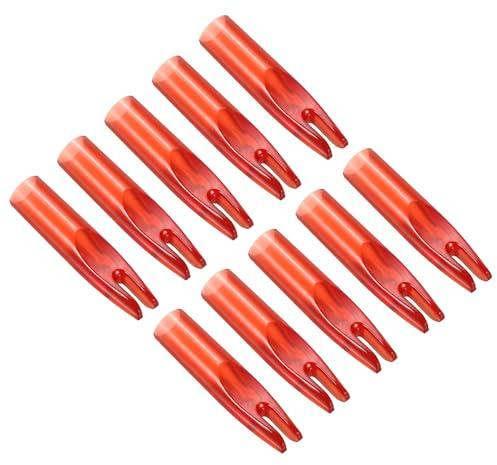 PATIKIL Tir Arc Flèche Encoches 6mm 0.236 Intérieur Dia., 40 Paquet Colle sur Flèche Encoche Remplacement pour Tir, Clair Rouge