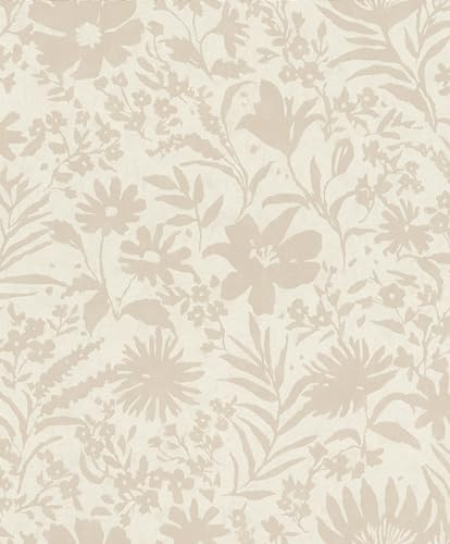 Rasch Paraiso 330403 Papier peint non tissé, motif fleurs beiges, 10,05 x 0,53 m (L x l)