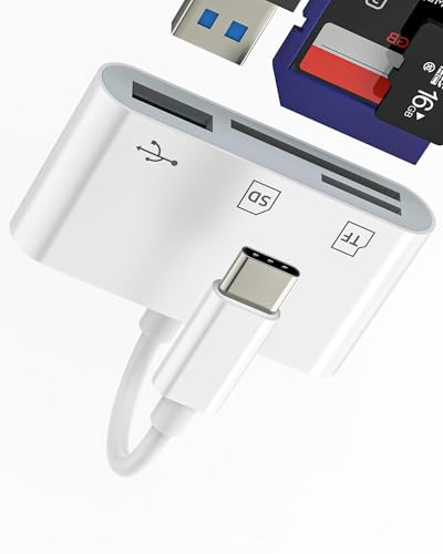 Adattatore USB C(3 in 1)Lettore Schede SD Micro SD per Apple iPhone 16 15 MacBook PC Accessori USB A otg 3.0 Chiavetta Fotocamera Memoria compatibile per Samsung per iPad Macchina Fotografica TF Card