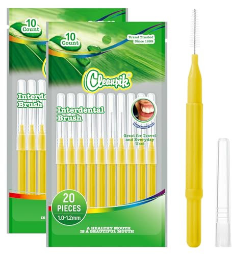 Annauiy 20 Pezzi Scovolini Dentali,– Dimensioni: 1,0 – 1,2 mm, per Ampi Spazi Interdentali, Ortodonzia, Pulizia e Cura Quotidiane