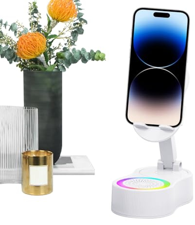 Telefonstativ med högtalare | Induktiv ljudstation med RGB-belysning - hållare för surfplatta med ljud idealisk musikvideo semester