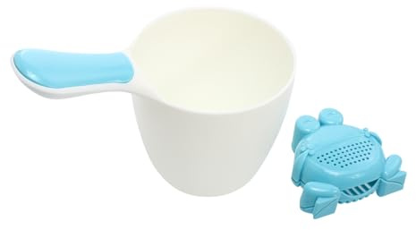 Vaguelly Haarwaschbecher und Feiner Wasserabgabe für Babys mit Rutschfestem Griff Pp Material Rund und Blau zum Baden und Blumengießen