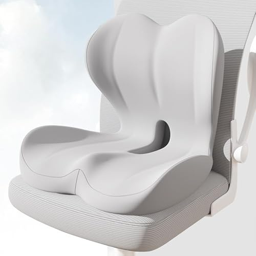 Coussin Sciatique et Lombaire en Mousse à Mémoire de Forme Coussin Siège | Auto Chaise Bureau avec Soutien Dossier, Ergonomique Anti-Douleur Coccyx