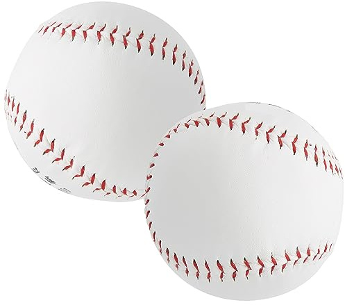 Wakects 2Pcs 12in Softball Ball, PU Cover with Sawdust Filling, Hand Sewing for Firm Durability, High Elastic Wear Resistant, for Softball Training and Practice