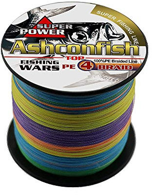 Ashconfish Braided Fishing Line- 4 Strands Super Strong PE Fishing Wire Heavy Tensile for Saltwater & Freshwater Fishing -Abrasion Resistant - Zero Stretch- 2000M/2187Yards 15LB Multi Color