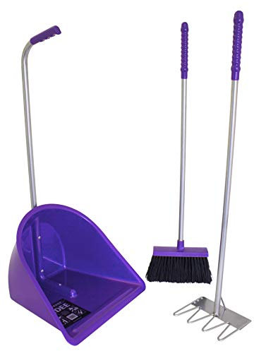 TIDEE Companion Set Rake Mini Broom and Large Scoop Shovel for Horse Manure Multi Purpose Large Lightweight Dustpan for Paddock Stable Horsebox Garden or Building Site Waste