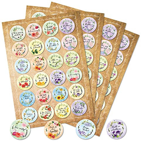 Logbuch-Verlag 96 Blumen Sprüche Sticker Spruchaufkleber für Geschenke Ø 4 cm bunte Geschenkaufkleber Floristik