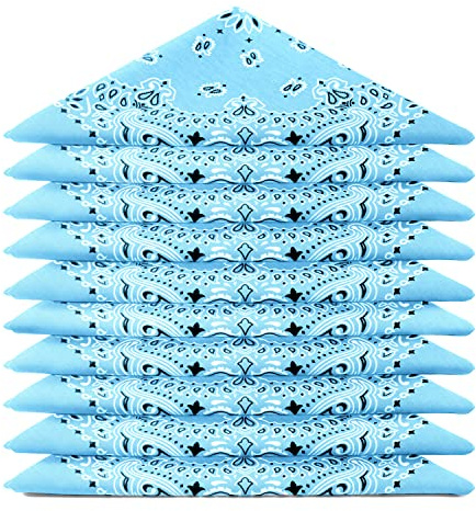 Karl Loven - Lot Bandana Bleu Ciel - Motif Paisley - 100% Coton - Epaisseur Supérieure