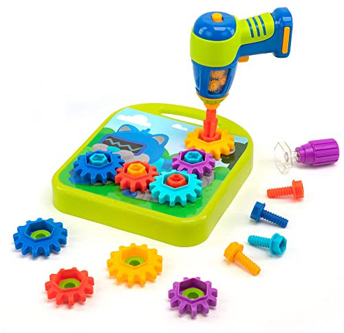 Learning Resources Design and Drill Gears Workshop, 55-Piece with Electric Toy Drill, STEM Toy, Boys and Girls Ages 3+
