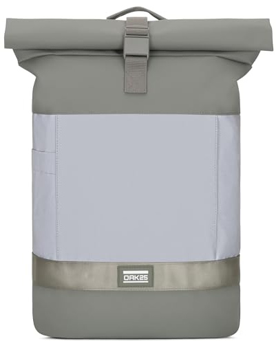 OAK25 Rolltop Rucksack Damen & Herren Grün - Commute M - Reflektierender Fahrradrucksack - Hohe Sichtbarkeit & Sicherheit - Fahrrad Daypack mit Laptop Fach - Wasserabweisend