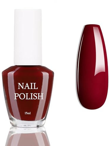 Wine Red Nail Polish - Long Lasting Chip Resistant & Quick Drying Varnish for DIY Nail Art Manicure at Home (Burgundy)