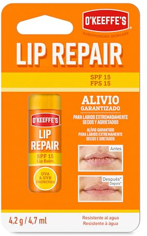O'Keeffe's Lip Repair FPS 15 - Bálsamo labial reparador para labios secos y agrietados - 24h hidratación