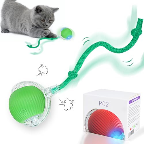 Sinwind Giocattolo Interattivo per Gatti, Palla Elettrica Automatica, Pet Smart Rolling Ball, 3 Modalità di Lavoro, USB Ricaricabile (Verde)