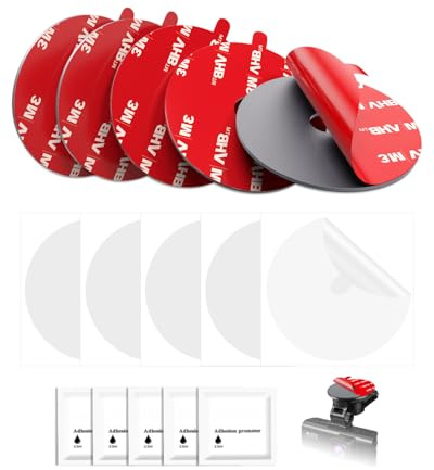 APPS2Car 3M VHB Adhesive Sticky Pads for Dash Cam with Electrostatic Film, Heat Resistant 2.15 Round Double Sided Type for Dashcam Mount for Car Windshield, Dashboard, Includes Adhesion Promoters