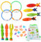Trrrioosy Tauchspielzeug für Kinder, 23 Stück Unterwasser Tauchspielzeug Pool Spielzeug Set für Kinder ab 4-12 mit 4 Tauchringe 4 Toypedo Banditen 3 Algenspielzeug 12 Edelsteinen