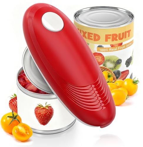 Electric Can Opener, Food Safe Automatic Can Opener with Smooth Edge, Open Your Cans with A Simple Press of Button, Can Opener Electric Kitchen Gifts for Seniors and Arthritis (Red)