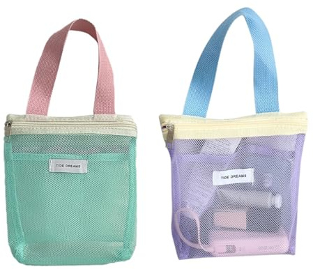 2 Pcs Bolsa de Ducha Portátil, Bolsa de Malla de Playa, Bolsa de Ducha de Malla, Bolsa de Playa Portátil de Gran Capacidad, para Colgar en la Ducha para Viajes, Gimnasio, Playa, Natación