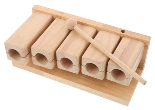 ibasenice Wood Block Instrument with Five-tone Pentatonic Scale, Lightweight Wooden Percussion Set Including Mallet for Interactive Learning and Classroom or Yoga Use