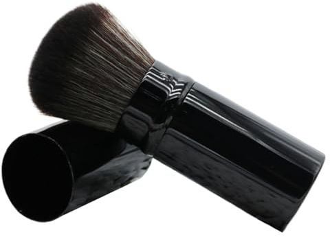Pincel de rubor retráctil, cepillo de maquillaje de viaje portátil de 4 pulgadas con cubierta para rubor, protector solar, bronceador, polvo