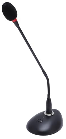 Bewinner Microfono a Condensatore a Collo di Cigno da Tavolo, Microfono Cardioide con Cavo XLR con Base, Microfono Multifunzionale Montato su Tavolo per Riunioni, Videoconferenze,