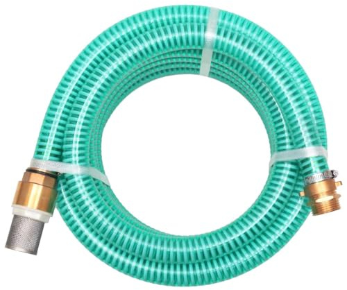 Mokuyary Tubo di aspirazione con raccordi in ottone, 15 m, 25 mm, verde, tubo di scarico per giardinaggio, agricoltura, commerciale