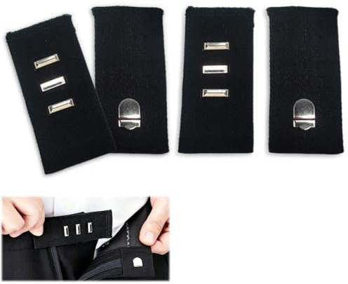 FzailproH 4 Pack Waistband Extender, Adjustable Black Waist Extender for Trousers with 3 Metal Buckles, No Sew Waistband Stretcher for Men, Women, Pregnancy, Weight Gain, Trousers Jeans Skirts Pants