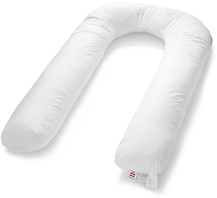 FOSSFLAKES Nordic Sleep Comoda Almohada Lactancia en Forma de U para un Sueno Reparador - Almohada Embarazo Larga, Cojin Lactancia, Funda Lavable Hipoalergenica para Personas Que Duermen Boca Arriba