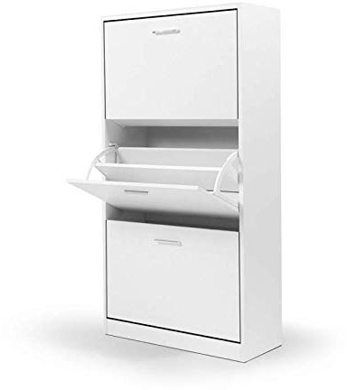 idmarket – Zapatero de 3 puertas color blanco