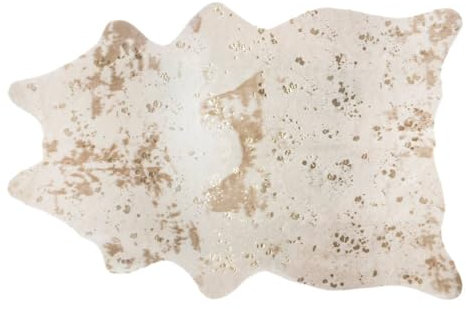 ATMOSPHERA CREATEUR D'INTERIEUR Alfombra Efecto Piel de Vaca Blanca y Dorada 150X198 cm