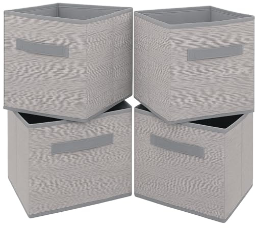 Clay Roberts Storage Cubes, Storage Boxes, Pack of 4, Grey, Fabric Basket Set for Storage Units, 25cm x 25cm x 25cm, Grey Baskets, Boxes, Box, Unit Cubes