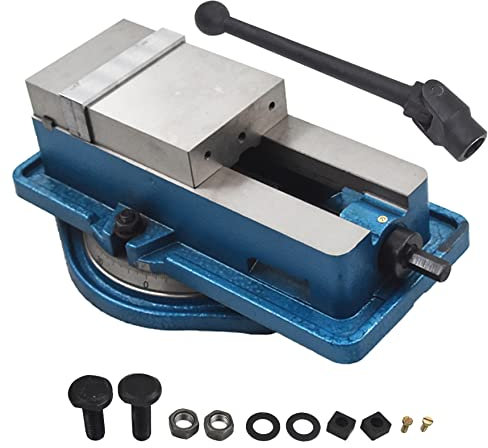 waltyotur 4 x 4-1/8 Precision Mill Vise Anti-Jaw Lifting W/Swivel Base, Lockdown CNC Milling Machine Vise With Base Clamp Vise for Milling Shaping and Drilling Machines