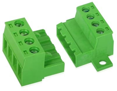 GINTOOYUN 5 Set Terminale a 4 poli 5.08 mm, 2EDGRK Phoenix Connettore a 4 pin con piastra di bloccaggio a vite fissa, Connettori morsettiere a vite collegabili PCB, Spina femmina maschio passo 5.08mm