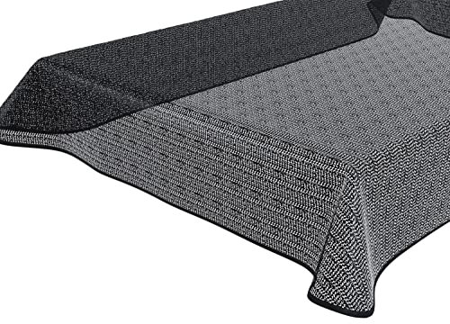 BEAUTEX Tokio Weichschaum Tischdecke mit Paspelband, Garten, Balkon, Terrasse, Camping - Größe und Farbe wählbar - Eckig 130x160 cm, Schwarz