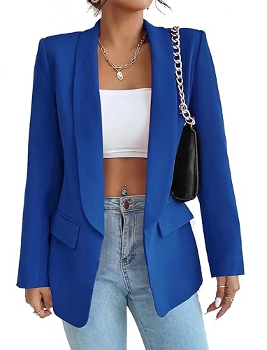 LIAOPUFUS Donna Blazer Slim Fit Maniche Lunghe Tuta con Risvolto Giacca da Ufficio Business con Tasche e Vari Colori Stile Casual Classico