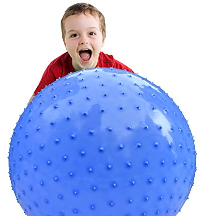 Grandi palline da massaggio sensoriali per bambini, 85 cm, per yoga, gonfiabili, con punte tattili, per attività all'aperto, palline da gioco (1 set di palline (blu macaron)