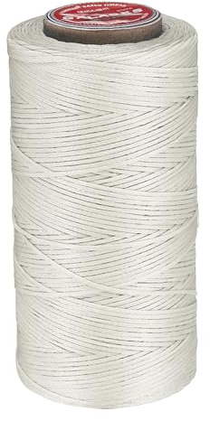 sourcing map Flat Leather Sewing Waxed Thread, 200m / 219 Yards Polyester Wax String, 210D Wax Stitching Cord for Leather Crafts, Bookbinding, Bracelets Braided, Milky White