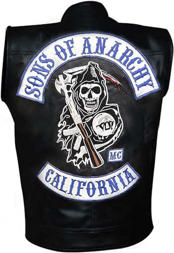 HiFacon Chaleco de cuero para hombre, chaqueta Jax Teller para motocicleta, chaleco de piel sintética para cosplay, motero, club, California