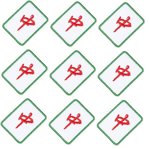 CIMAXIC 10 Stück Kleidungsstück Patches gürteltasche bastelzeug leinenbettwaesche fadenvorhänge vorhang Aufnäher nähen Stoff kleidungsflicken selber machen gestickte Mahjong-Aufnäher rot