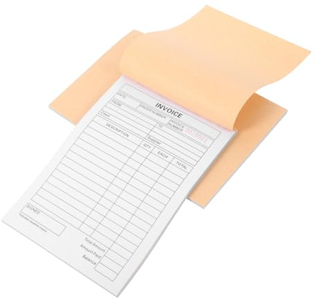 HOMSFOU Talonario Facturas 3 Copias Sin Carbón Libro De Pedidos Para Pequeñas Empresas Con Tablero 2 Piezas Para Gestión De Recibos En Tiendas Restaurantes Y Floristerías