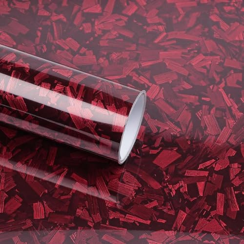 Forged Film de Carbone Brillant Autocollant pour Voiture, Moto, vélo, Bricolage intérieur et extérieur, 150 x 30 cm, Film de Protection de Voiture (Violet, 150 x 30 cm) (Rouge, 150X30CM)