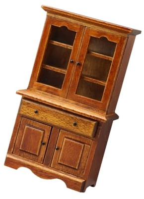 CAZSTYK 1/12 Miniature Cabinet with Functional Door and Storage Drawer for Doll House Kitchen Accessories and Scene Display Antique Display Cabinet Miniature
