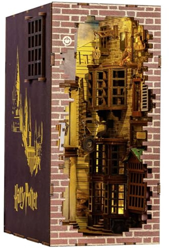 Revell Book Nook Kit Harry Potter - Diagon Alley Miniature DIY Kit 9 Booknook 3D Wooden Puzzle with LED Light Bookshelf Décor Gift for Adults Women Men