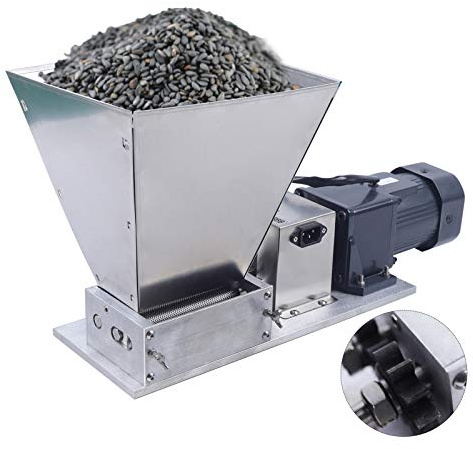 Electric Grain Mill Grinder 220V Stainless Steel Grinding Machine with 2 Rollers for Wheat Corn Rice Coffee Beans Spice Herb Pulverizer Dry Cereal Powder Maker