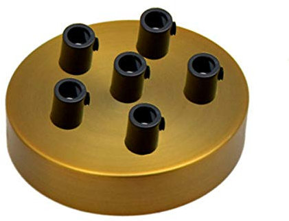 Rosetta da soffitto in ottone giallo singolo e multi punto, perfetta per cavo flessibile in tessuto, presa cavo UK per cavo flessibile, yellow Brass 6 point