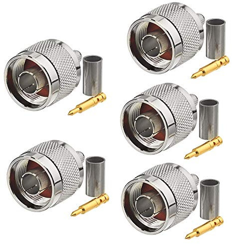 Eightwood Connettore N Plug N Maschio Connettore diritto a crimpare N 5 pezzi per cavo antenna Wlan LMR195 RG58 RG400 RG142 4G DTV router industriale 4G Router WiFi