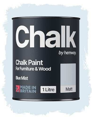 Hemway Chalk Paint Blue Mist Furniture Paint 1L, Matt Finish Shabby Chic, Chalk Furniture & Walls, Quick Dry & 1 Coat