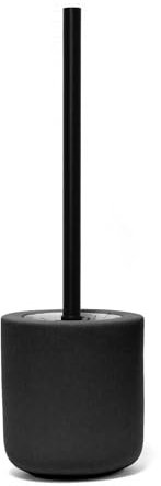 Douceur d'Intérieur, Brosse WC (Diamètre 11,4 x 38 cm) Mambo Noir, Grès Uni Soft Touch